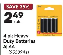 Princess Auto 4 pk Heavy Duty Batteries AA offer