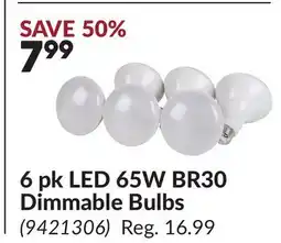 Princess Auto 6 pk LED 65W BR30 Dimmable Bulbs offer