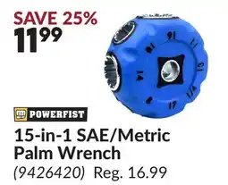 Princess Auto 15-in-1 SAE/Metric Palm Wrench offer