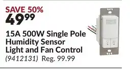 Princess Auto 15A 500W Single Pole Humidity Sensor Light and Fan Control offer
