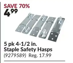Princess Auto 5 pk 4-1/2 in. Staple Safety Hasps offer
