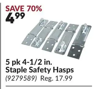 Princess Auto 5 pk 4-1/2 in. Staple Safety Hasps offer