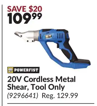 Princess Auto 20V Cordless Metal Shear, Tool Only offer