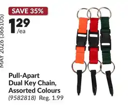 Princess Auto Pull-Apart Dual Key Chain, Assorted Colours offer