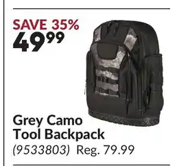 Princess Auto Grey Camo Tool Backpack offer