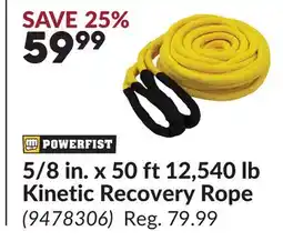 Princess Auto 5/8 in. x 50 ft 12,540 lb Kinetic Recovery Rope offer