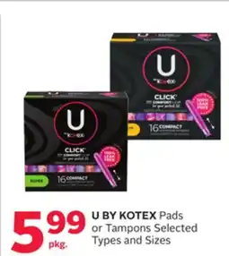 Rexall U BY KOTEX Pads or Tampons offer
