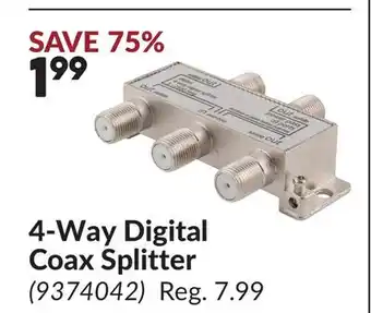 Princess Auto 4-Way Digital Coax Splitter offer