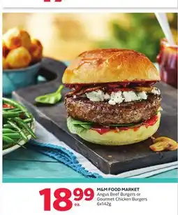 Rexall M&M FOOD MARKET Angus Beef Burgers or Gourmet Chicken Burgers offer