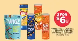 Rexall TWIGZ 130g or LAY'S Stax or DORITOS, CHEETOS, FUNYUNS or SUNCHIPS Minis 81g-163g offer