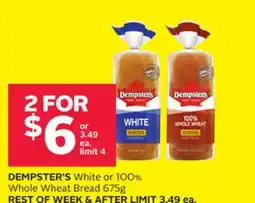 Rexall DEMPSTER'S White or 100% Whole Wheat Bread offer