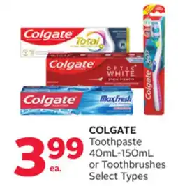 Rexall COLGATE Toothpaste 40mL-150mL or Toothbrushes offer