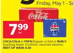 Rexall COCA-COLA or PEPSI Regular or Diet or BUBLY Sparkling Water offer
