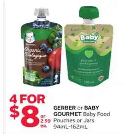 Rexall GERBER or BABY GOURMET Baby Food Pouches or Jars offer