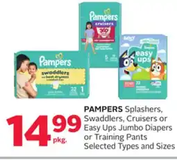 Rexall PAMPERS Splashers, Swaddlers, Cruisers or Easy Ups Jumbo Diapers or Training Pants offer