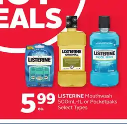 Rexall LISTERINE Mouthwash 500mL-1L or Pocketpaks offer