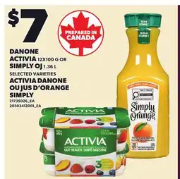 Independent City Market DANONE ACTIVIA 12X100 G OR SIMPLY OJ, 1.36 L offer