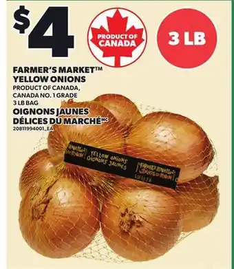 Independent City Market FARMER'S MARKET YELLOW ONIONS, 3 LB BAG offer