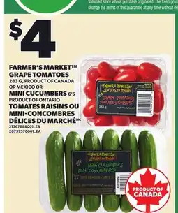 Independent City Market FARMER'S MARKET GRAPE TOMATOES 283 G MINI CUCUMBERS 6'S offer