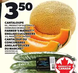 Independent City Market CANTALOUPE OR FARMER'S MARKET ENGLISH CUCUMBERS, 3'S offer
