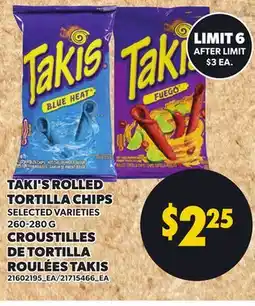 Independent City Market TAKI'S ROLLED TORTILLA CHIPS offer