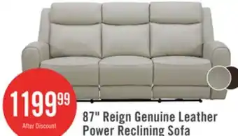 The Brick 87 Reign Genuine Leather Power Reclining Sofa offer