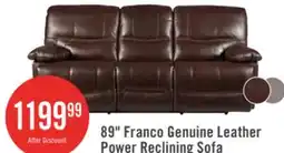 The Brick Franco 89 Genuine Leather Zero Gravity Power Reclining Sofa with USB Ports - Brown offer