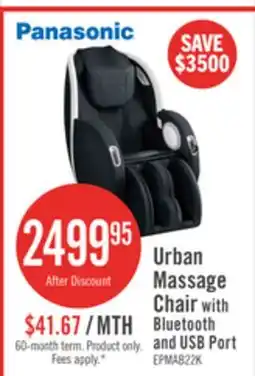 The Brick Panasonic Urban 29.5 Leather-Look Fabric Massage Chair with Bluetooth and USB Port - Black offer