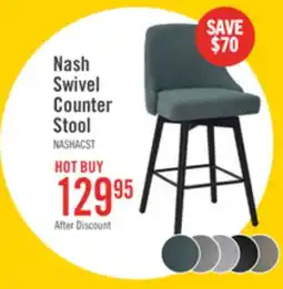 The Brick Nash Counter-Height Stool with Swivel Seat & Polyester Fabric, 26.5H, Wood & Metal - Blue offer