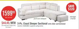 The Brick 3-Pc. Coast Sleeper Sectional with slide-out footstool offer