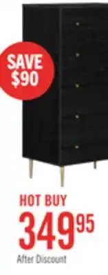 The Brick Lake Bedroom Chest of Drawers, 5-Drawer, 29W x 52H, Made in Canada, Glam - Black offer