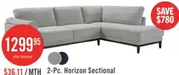 The Brick Horizon 2-Piece Right-Facing Fabric Sectional with Wood Base and Legs - Grey offer