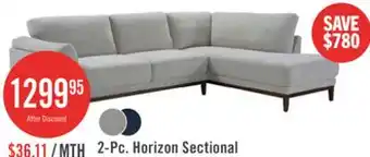 The Brick Horizon 2-Piece Right-Facing Fabric Sectional with Wood Base and Legs - Grey offer