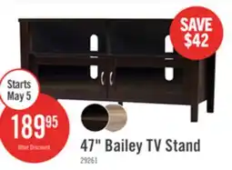 The Brick Bailey 47 TV Stand with Storage and Cable Management for TVs up to 55- Coffee Brown offer