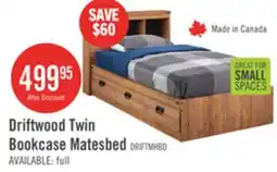 The Brick Driftwood Mates Bed with Bookcase Headboard Set for Kids, Brown - Twin Size offer