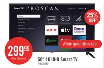 The Brick Proscan 50 LED 4K UHD Smart Roku TV (PTRU5080) offer