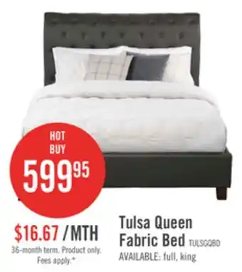 The Brick Tulsa Upholstered Platform Bed in Grey Vegan-Leather Fabric, Button Tufted - Queen Size offer