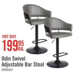 The Brick Odin Barstool with Swivel & Adjustable Seat, Vegan Leather Fabric, 24.5-32.5H, Metal - Grey offer
