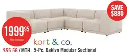 The Brick Kort & Co. Oaklyn Modular 5-Piece Fabric Sectional with Tufted Seat Cushions - Beige offer