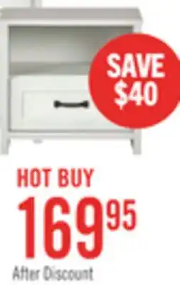 The Brick Dove Bedside 1-Drawer Nightstand, 23.8W x 22.5H, Made in Canada - White offer