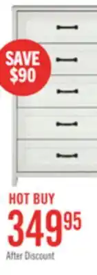 The Brick Dove Bedroom Chest of Drawers, 5-Drawer, 30.5W x 49H, Made in Canada - White offer
