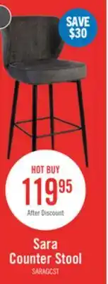 The Brick Sara Counter-Height Stool with Velvet-Like Fabric, 26H, Metal – Grey offer