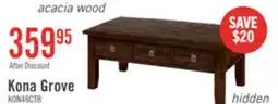 The Brick Konagrove 48 Rustic Coffee Table with Storage and Casters - Dark Brown Wood offer