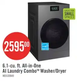 The Brick Samsung Bespoke 6.1 Cu. Ft. All-in-One AI Laundry Combo Washer/Dryer - WD53DBA900HZA1 offer