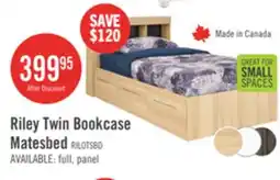 The Brick Riley Mates Bed with Bookcase Headboard Set for Kids, Made in Canada, Natural - Twin Size offer