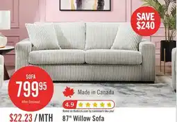 The Brick Willow 87 Light Grey Fabric Sofa with Track Arms and Reversible Seat and Back Cushions offer