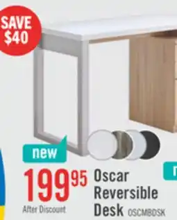 The Brick Oscar 47 Reversible Office Desk with Storage – Faux White Marble and Weathered White offer
