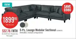 The Brick Lounge 5-Piece Chenille Modular Sectional – Grey offer