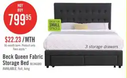 The Brick Beck Upholstered Storage Bed in Dark Grey Fabric, Button Tufted - Full Size offer