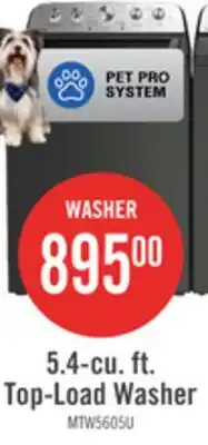 The Brick Maytag 5.5 Cu Ft. Top Load Agitator Washer with Pet Pro Option – Volcano Black - MTW5605RU offer